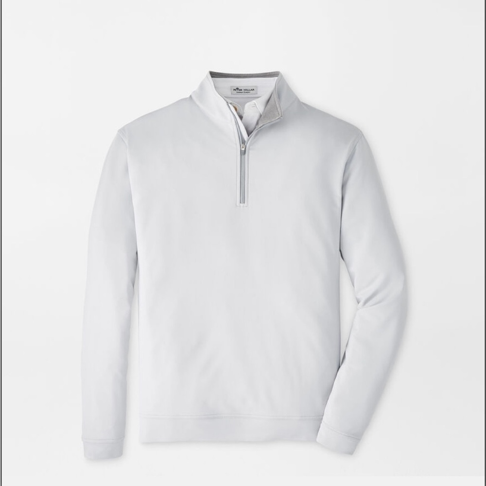 NWT Peter Millar Perth Performance Quarter-Zip light grey XL